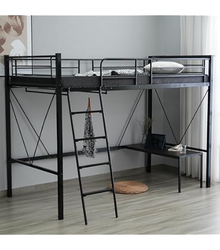 Amazon｜ロフトベッド シングル デスク付き コンセント付き 高さ150cm